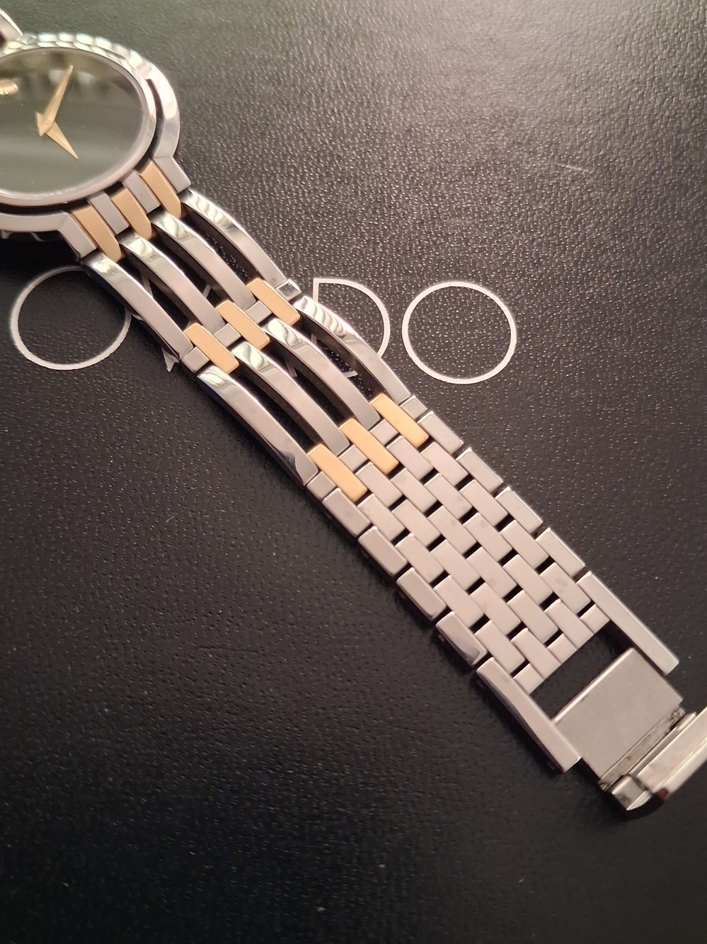 Movado Watch Two-Tone Dress Watch - Black Dial $1295 - Picture 5 of 16